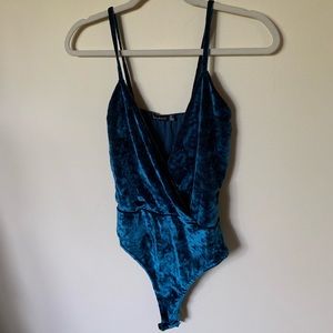 Blue Crushed Velvet body suit